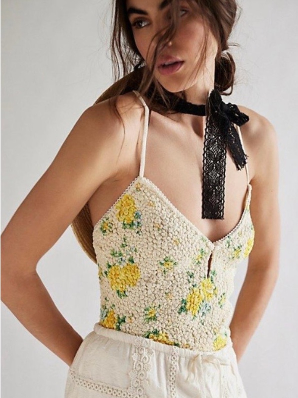 NWT Free People Floral Teddy Bodysuit Size M